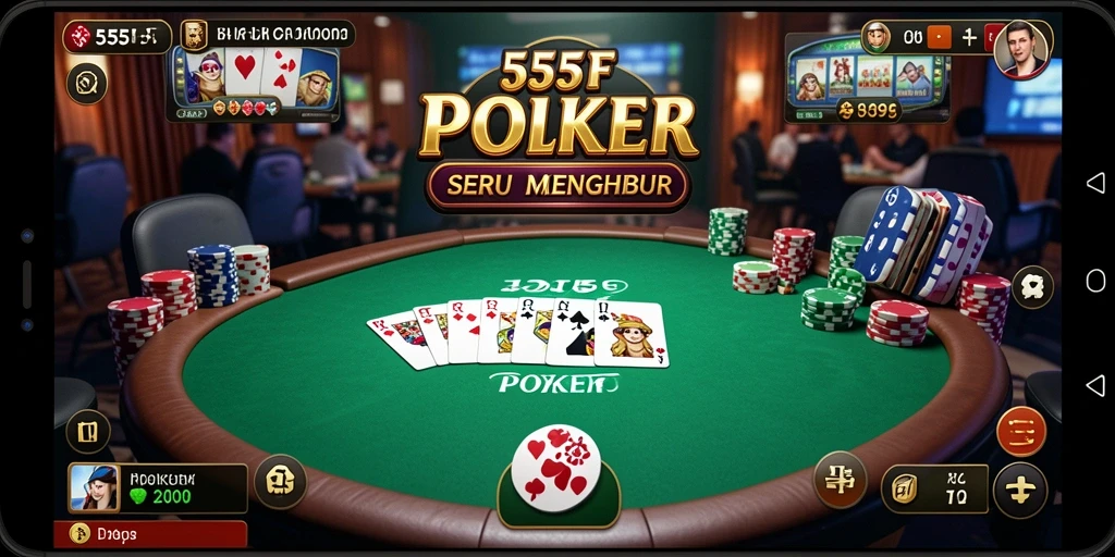 Tampilan antarmuka menarik dari game Poker 555F.