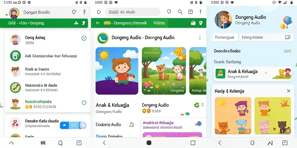 Antarmuka aplikasi G668 dengan koleksi dongeng audio yang menarik.