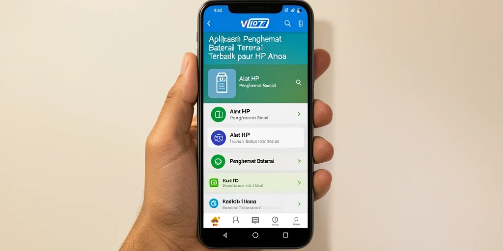Antarmuka aplikasi VIO77 yang sederhana dan fungsi penghematan baterai.