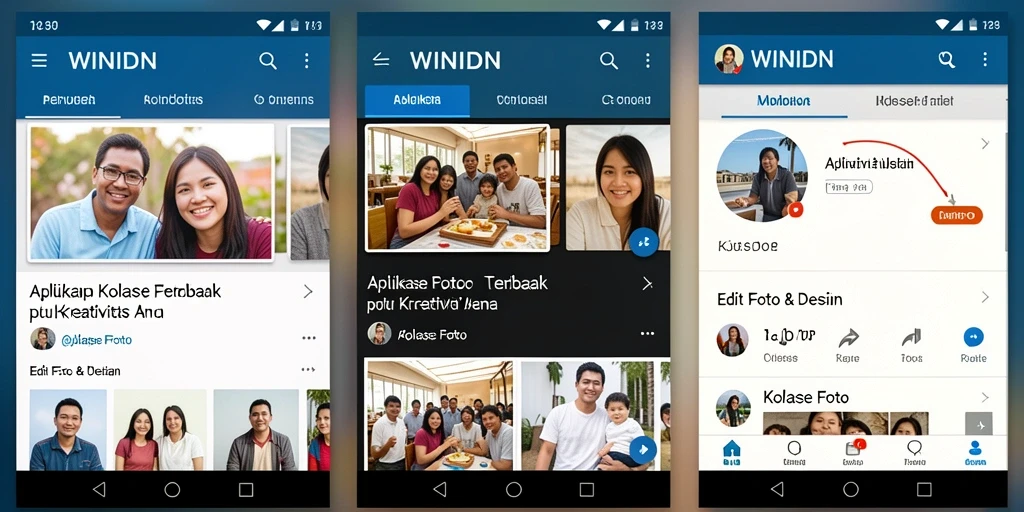 Antarmuka aplikasi WINIDN menampilkan kemudahan dalam membuat kolase foto.
